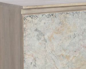 Sunpan MIRABELLI Sideboard - Handcrafted Mango Wood Storage with Slate Veneer & Brass Accented Legs 107341