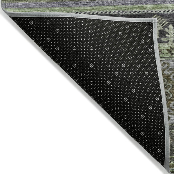 HomeRoots 5' Stylish Tribal Area Rug in Fern Green, Taupe, and Ivory - Washable for Indoor and Outdoor Use 10' X 14' 615415