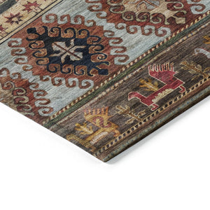 HomeRoots 5' Tribal Area Rug in Rust, Gray, and Gold – Washable Indoor Outdoor Design for Stylish Living Spaces 5' X 8' 615417
