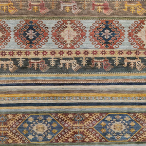 HomeRoots 5' Tribal Area Rug in Rust, Gray, and Gold – Washable Indoor Outdoor Design for Stylish Living Spaces 5' X 8' 615417
