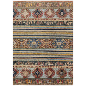 HomeRoots 5' Tribal Area Rug in Rust, Gray, and Gold – Washable Indoor Outdoor Design for Stylish Living Spaces 8' X 10' 615419