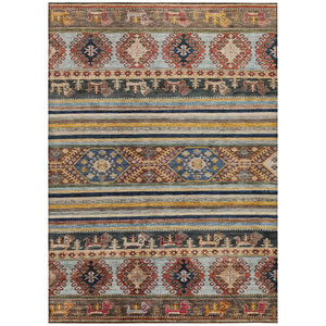 HomeRoots 5' Tribal Area Rug in Rust, Gray, and Gold – Washable Indoor Outdoor Design for Stylish Living Spaces 8' X 10' 615419