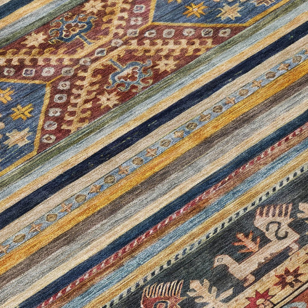 HomeRoots 5' Tribal Area Rug in Rust, Gray, and Gold – Washable Indoor Outdoor Design for Stylish Living Spaces 8' X 10' 615419