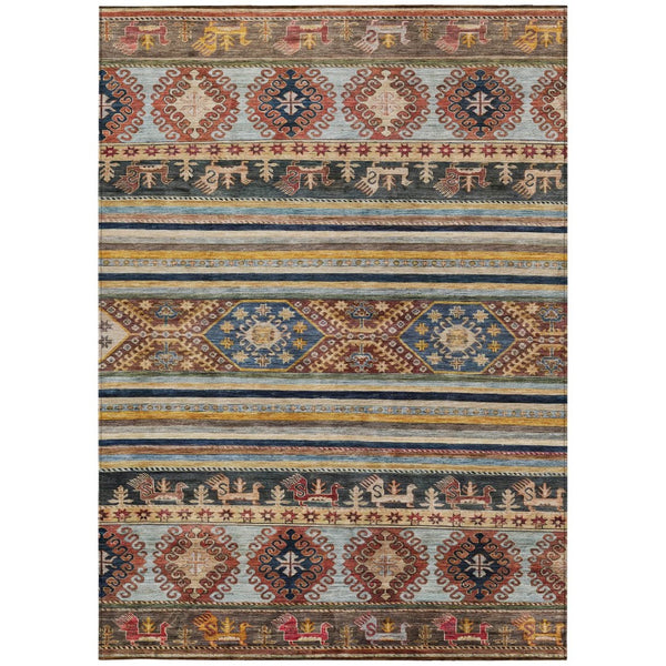 HomeRoots 5' Tribal Area Rug in Rust, Gray, and Gold – Washable Indoor Outdoor Design for Stylish Living Spaces 9' X 12' 615420