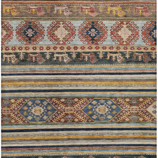 HomeRoots 5' Tribal Area Rug in Rust, Gray, and Gold – Washable Indoor Outdoor Design for Stylish Living Spaces 10' X 14' 615421