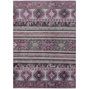 HomeRoots 5' Vibrant Purple Plum and Gray Tribal Washable Area Rug for Indoor and Outdoor High-Traffic Spaces 8' X 10' 615425