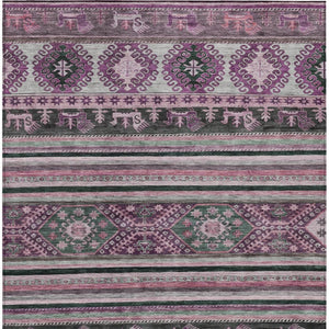 HomeRoots 9' X 12' Washable Purple Plum & Gray Tribal Area Rug – Durable, Stylish, Ideal for Indoor & Outdoor Use! 615426