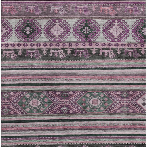 HomeRoots 9' X 12' Washable Purple Plum & Gray Tribal Area Rug – Durable, Stylish, Ideal for Indoor & Outdoor Use! 615426