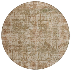 HomeRoots 5' Washable Beige and Copper Abstract Area Rug – Durable, Stylish Design for Indoor and Outdoor Spaces 8' Round 615436