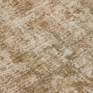 HomeRoots 5' Washable Beige and Copper Abstract Area Rug – Durable, Stylish Design for Indoor and Outdoor Spaces 8' Round 615436