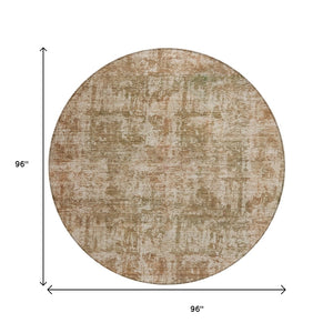 HomeRoots 5' Washable Beige and Copper Abstract Area Rug – Durable, Stylish Design for Indoor and Outdoor Spaces 8' Round 615436