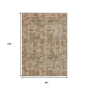 HomeRoots 5' Washable Beige and Copper Abstract Area Rug – Durable, Stylish Design for Indoor and Outdoor Spaces 8' X 10' 615437