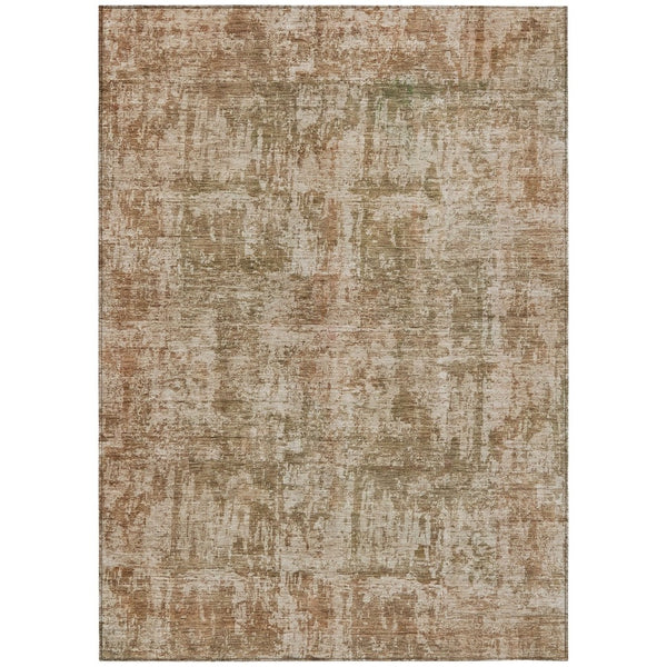 HomeRoots 5' Washable Beige and Copper Abstract Area Rug – Durable, Stylish Design for Indoor and Outdoor Spaces 8' X 10' 615437