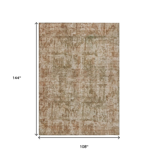 HomeRoots 5' Washable Beige and Copper Abstract Area Rug – Durable, Stylish Design for Indoor and Outdoor Spaces 9' X 12' 615438