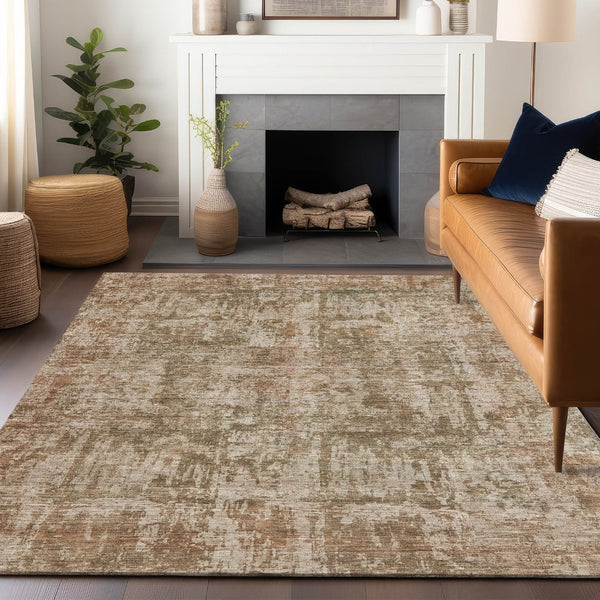 HomeRoots 5' Washable Beige and Copper Abstract Area Rug – Durable, Stylish Design for Indoor and Outdoor Spaces 10' X 14' 615439