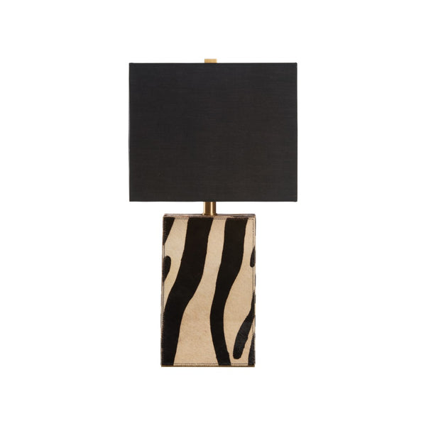 Wildwood Safari Left-Facing Small Lamp With Zebra Print Shade, 23" Compact Accent For Modern Tablescape 61544