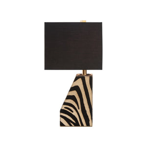 Wildwood Safari Left-Facing Small Lamp With Zebra Print Shade, 23" Compact Accent For Modern Tablescape 61544