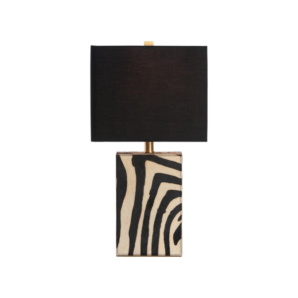 Wildwood Safari Left-Facing Small Lamp With Zebra Print Shade, 23" Compact Accent For Modern Tablescape 61544