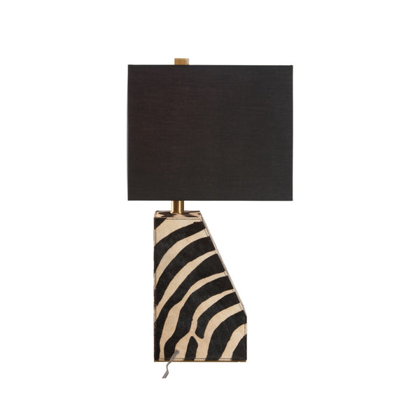 Wildwood Safari Left-Facing Small Lamp With Zebra Print Shade, 23" Compact Accent For Modern Tablescape 61544