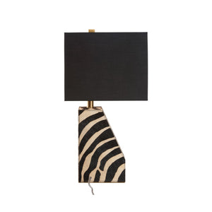 Wildwood Safari Left-Facing Small Lamp With Zebra Print Shade, 23" Compact Accent For Modern Tablescape 61544