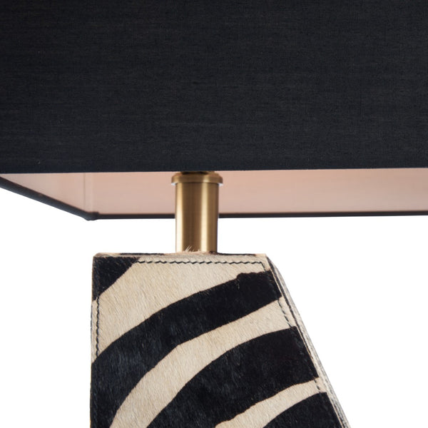 Wildwood Safari Left-Facing Small Lamp With Zebra Print Shade, 23" Compact Accent For Modern Tablescape 61544