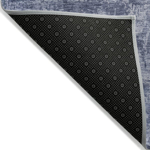 HomeRoots 5' Blue and Ivory Abstract Area Rug - Stylish, Washable Design for Indoor and Outdoor Spaces 5' X 8' 615441