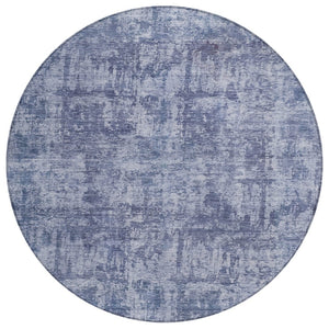HomeRoots 5' Blue and Ivory Abstract Area Rug - Stylish, Washable Design for Indoor and Outdoor Spaces 8' Round 615442