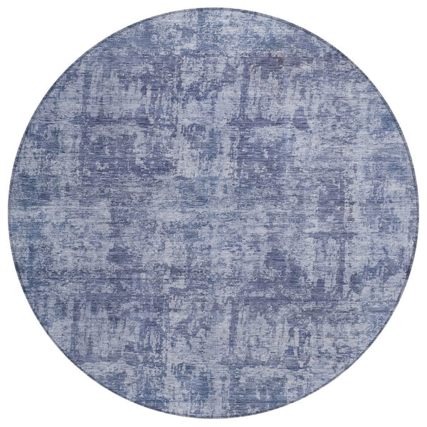 HomeRoots 5' Blue and Ivory Abstract Area Rug - Stylish, Washable Design for Indoor and Outdoor Spaces 8' Round 615442
