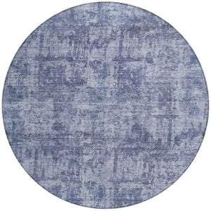 HomeRoots 5' Blue and Ivory Abstract Area Rug - Stylish, Washable Design for Indoor and Outdoor Spaces 8' Round 615442