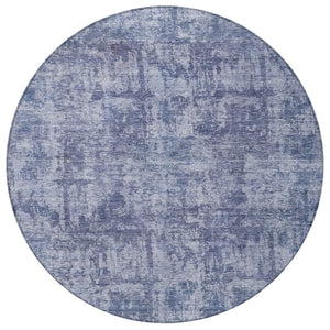 HomeRoots 5' Blue and Ivory Abstract Area Rug - Stylish, Washable Design for Indoor and Outdoor Spaces 8' Round 615442