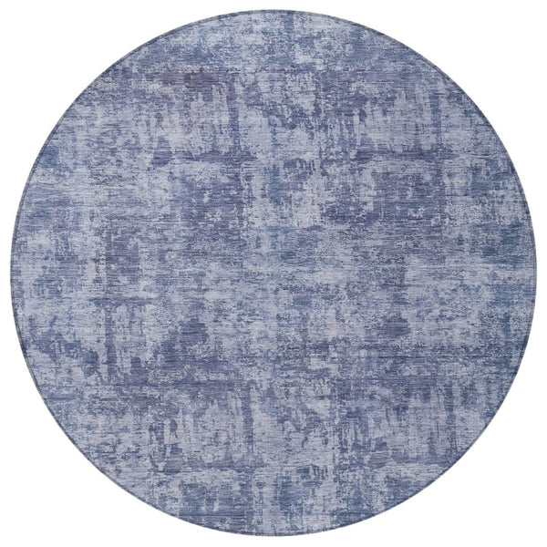 HomeRoots 5' Blue and Ivory Abstract Area Rug - Stylish, Washable Design for Indoor and Outdoor Spaces 8' Round 615442
