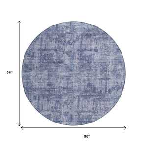 HomeRoots 5' Blue and Ivory Abstract Area Rug - Stylish, Washable Design for Indoor and Outdoor Spaces 8' Round 615442