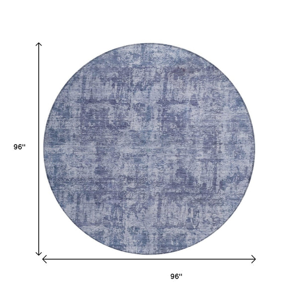 HomeRoots 5' Blue and Ivory Abstract Area Rug - Stylish, Washable Design for Indoor and Outdoor Spaces 8' Round 615442