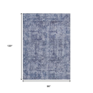 HomeRoots 5' Blue and Ivory Abstract Area Rug - Stylish, Washable Design for Indoor and Outdoor Spaces 8' X 10' 615443