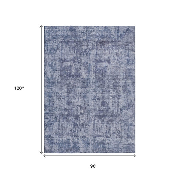HomeRoots 5' Blue and Ivory Abstract Area Rug - Stylish, Washable Design for Indoor and Outdoor Spaces 8' X 10' 615443
