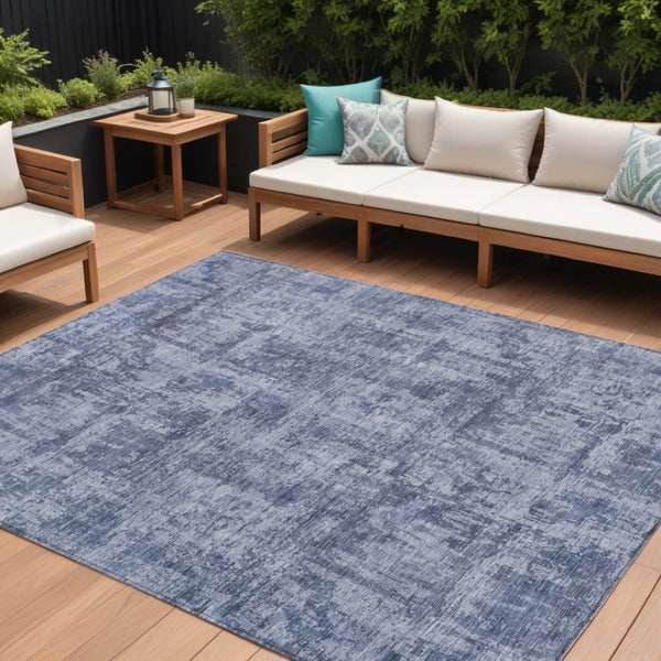 HomeRoots 5' Blue and Ivory Abstract Area Rug - Stylish, Washable Design for Indoor and Outdoor Spaces 8' X 10' 615443