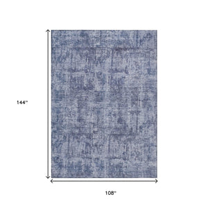HomeRoots 5' Blue and Ivory Abstract Area Rug - Stylish, Washable Design for Indoor and Outdoor Spaces 9' X 12' 615444