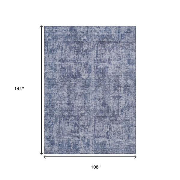 HomeRoots 5' Blue and Ivory Abstract Area Rug - Stylish, Washable Design for Indoor and Outdoor Spaces 9' X 12' 615444
