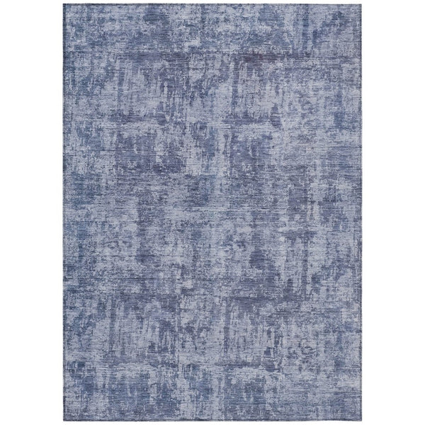 HomeRoots 5' Blue and Ivory Abstract Area Rug - Stylish, Washable Design for Indoor and Outdoor Spaces 9' X 12' 615444