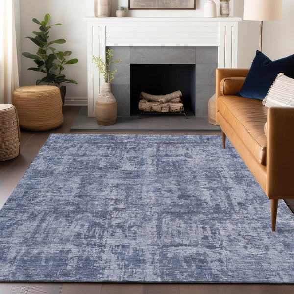HomeRoots 5' Blue and Ivory Abstract Area Rug - Stylish, Washable Design for Indoor and Outdoor Spaces 10' X 14' 615445