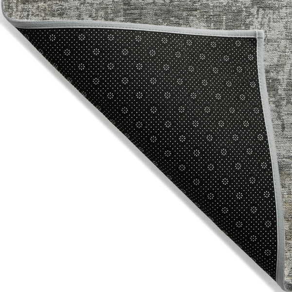 HomeRoots 5' Modern Pewter and Ivory Abstract Washable Area Rug for Indoor and Outdoor High-Traffic Spaces 5' X 8' 615447