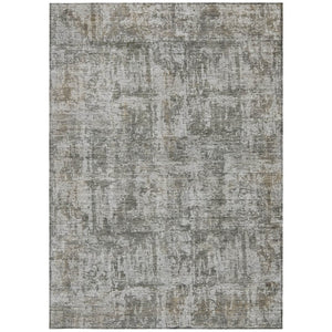 HomeRoots 5' Modern Pewter and Ivory Abstract Washable Area Rug for Indoor and Outdoor High-Traffic Spaces 8' X 10' 615449