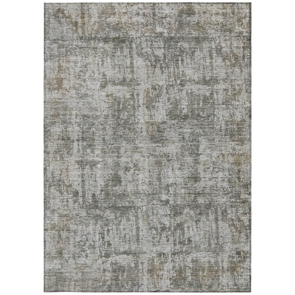 HomeRoots 5' Modern Pewter and Ivory Abstract Washable Area Rug for Indoor and Outdoor High-Traffic Spaces 8' X 10' 615449