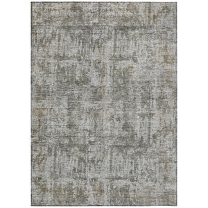 HomeRoots 5' Modern Pewter and Ivory Abstract Washable Area Rug for Indoor and Outdoor High-Traffic Spaces 8' X 10' 615449