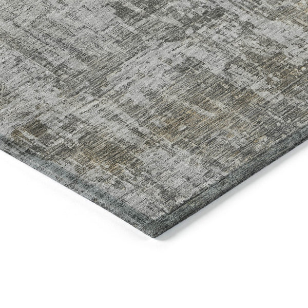 HomeRoots 5' Modern Pewter and Ivory Abstract Washable Area Rug for Indoor and Outdoor High-Traffic Spaces 8' X 10' 615449