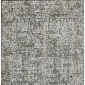 HomeRoots 5' Modern Pewter and Ivory Abstract Washable Area Rug for Indoor and Outdoor High-Traffic Spaces 9' X 12' 615450