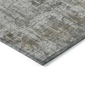 HomeRoots 5' Modern Pewter and Ivory Abstract Washable Area Rug for Indoor and Outdoor High-Traffic Spaces 9' X 12' 615450