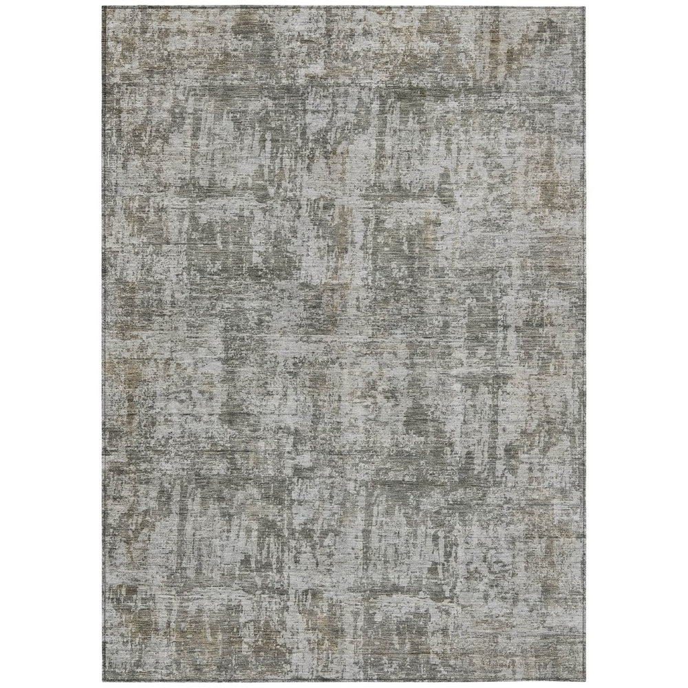 HomeRoots 5' Modern Pewter and Ivory Abstract Washable Area Rug for Indoor and Outdoor High-Traffic Spaces 10' X 14' 615451