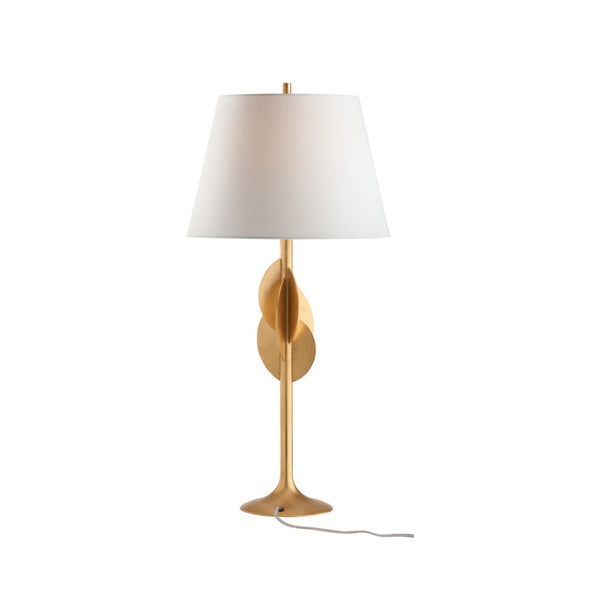 Wildwood Avalon Sculptural Table Lamp With Gold Leaf Discs And Tapered Shade For Warm Ambient Lighting 61547