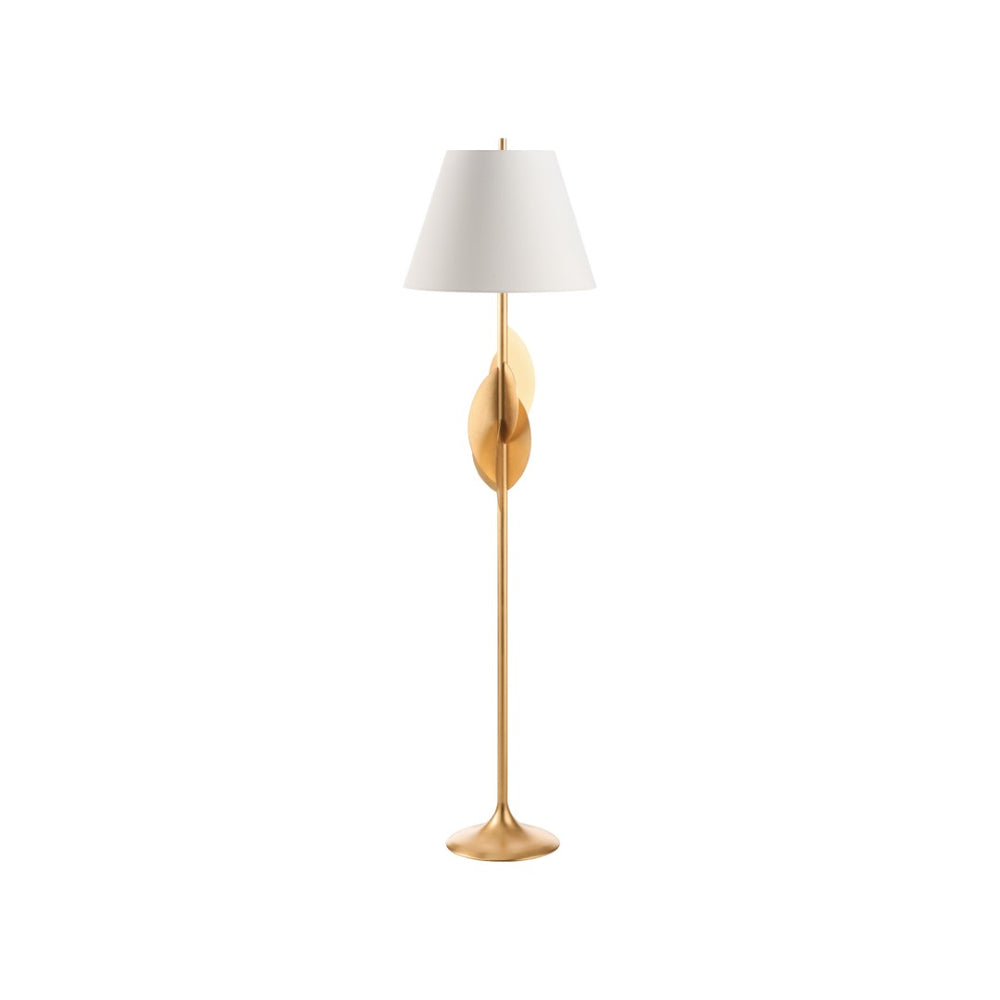 Wildwood Avalon Gold Leaf Floor Lamp With Layered Disc Accents, Tapered Shade & Slim 67.5" Sculptural Silhouette 61548